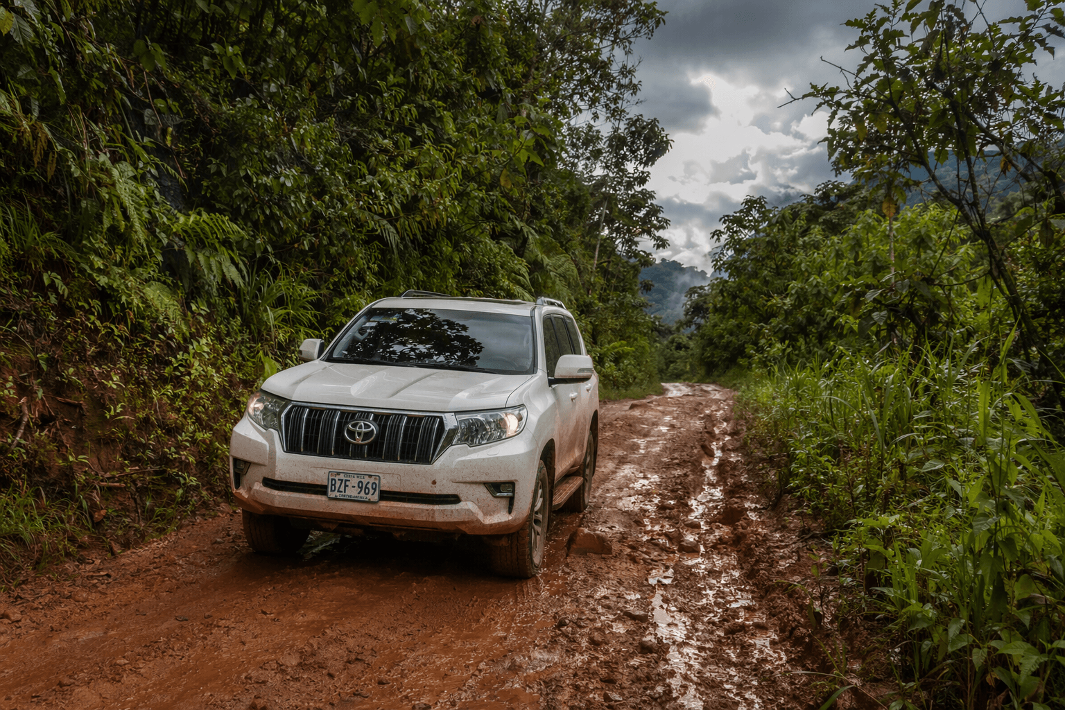 4WD vehicle on jungle road to Nosara, Costa Rica